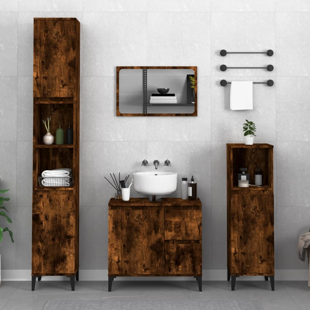 Badschrank Weiß 30x30x190 cm Holzwerkstoff