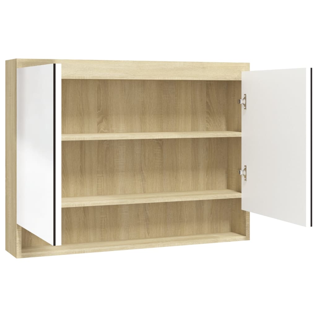 Spiegelschrank fürs Bad 80x15x60 cm Glänzend Schwarz