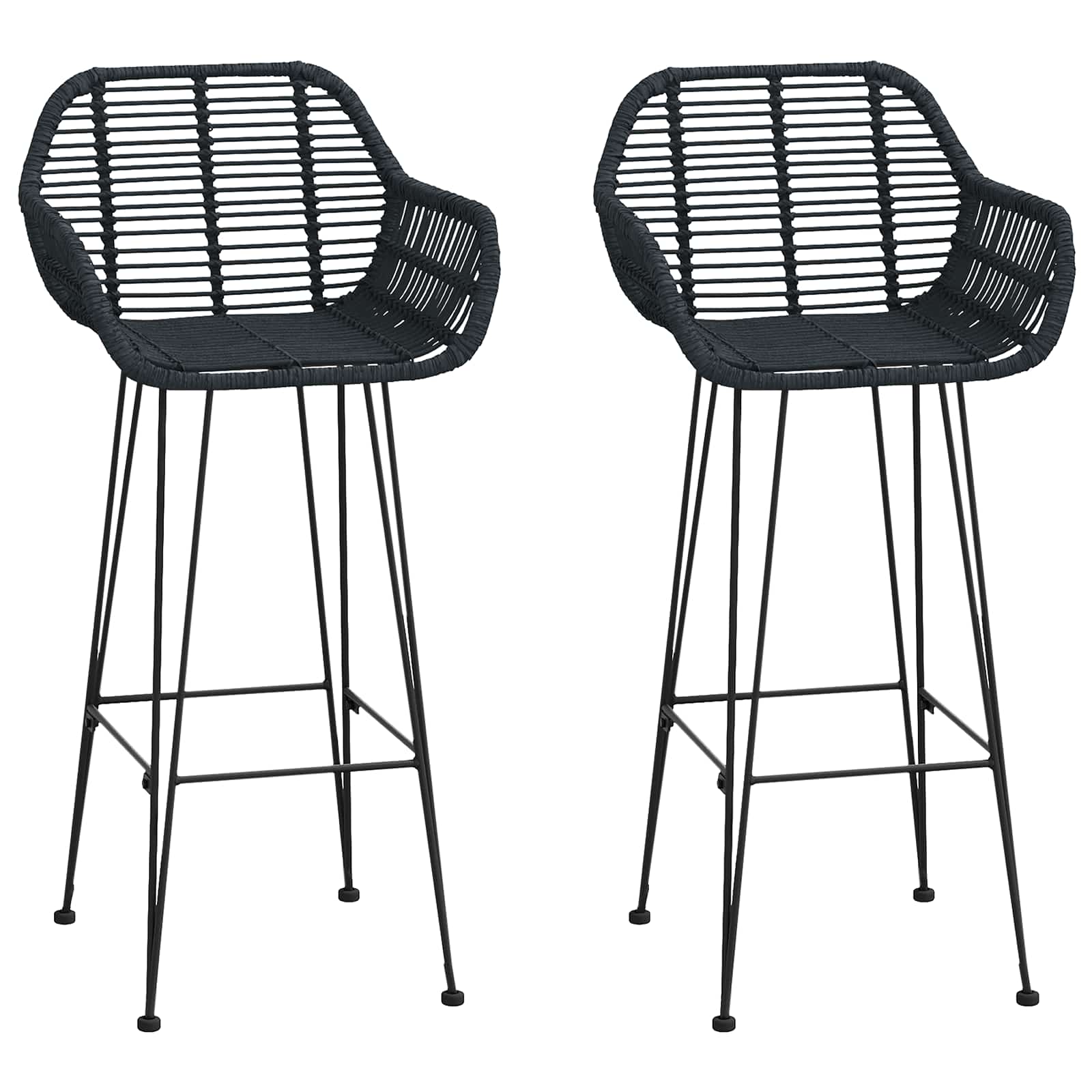 Barstuhl 2 pcs 55 x 52 x 92 cm Rattan und Eisen