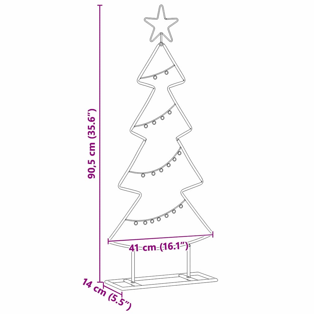 Metall Weihnachtsbaum mit Ständer Schwarz 60 cm Stahl
