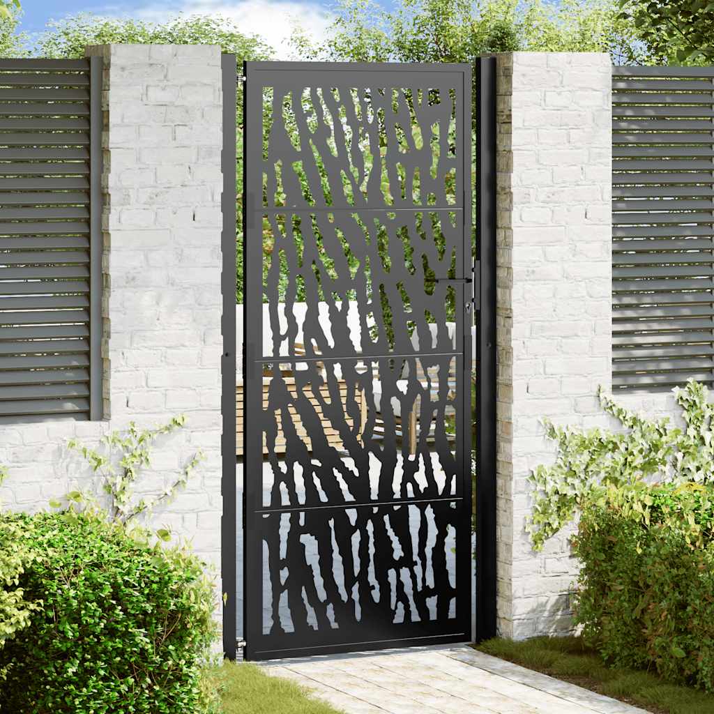 Gartentor Schwarz 100x100 cm Stahl Lichtdesign