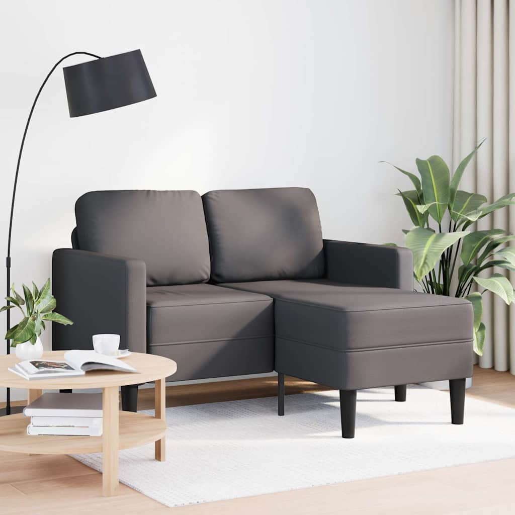2-Sitzer-Sofa mit Chaiselongue L-förmig Schwarz 125 cm Kunstleder