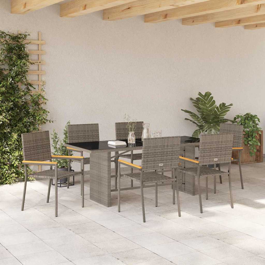 Garten Essgruppe 7 pcs Schwarz Poly-Rattan