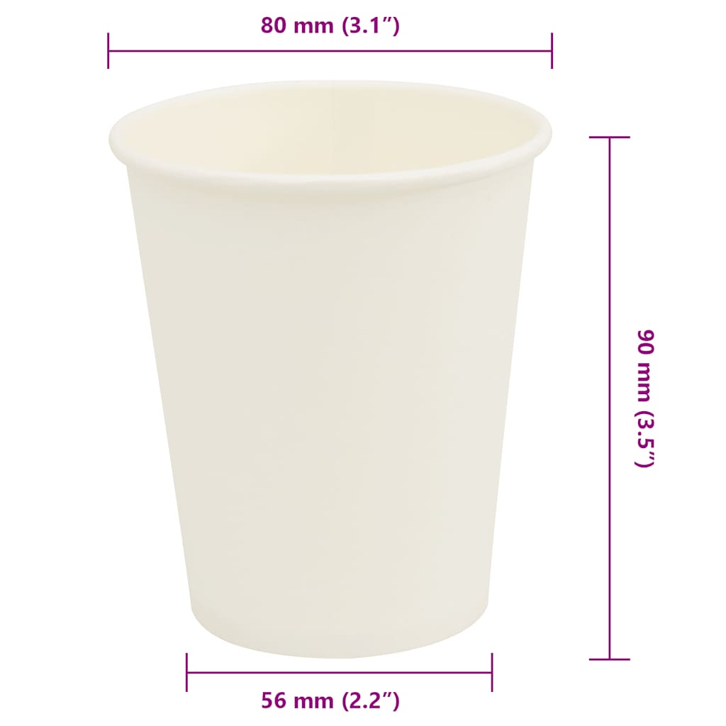 Pappbecher 1000 Stk. 12oz 300ml Weiß
