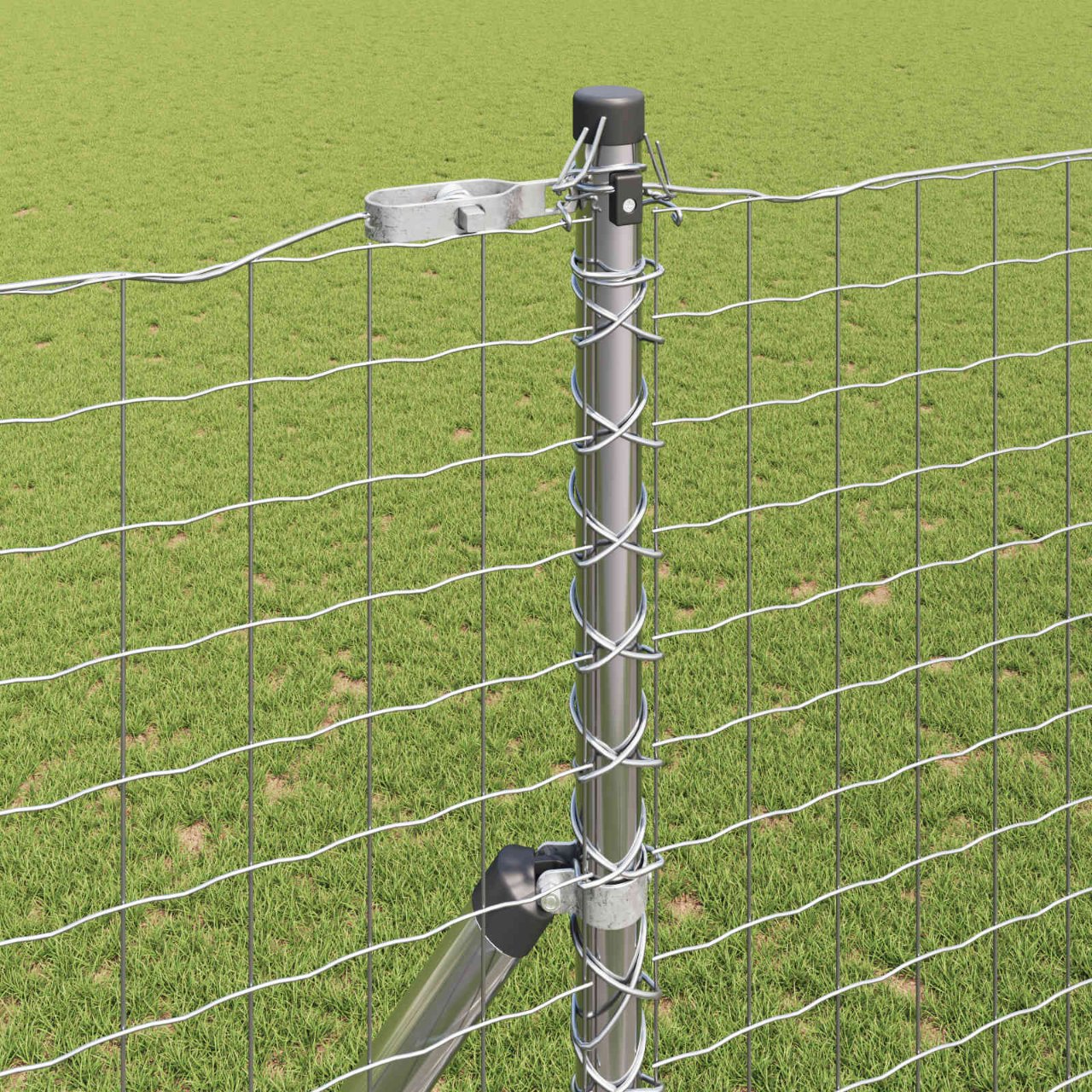 Zaunpfosten 2 pcs Grün 50 cm Pulverbeschichteter Stahl