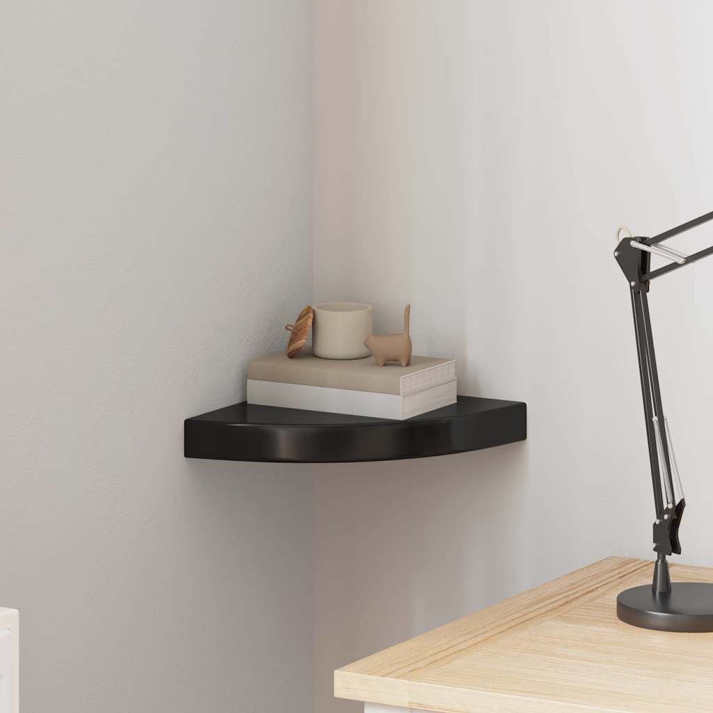 Schwebende Eckregale 2 Stk. Hochglanz-Weiß 25x25x3,8 cm MDF