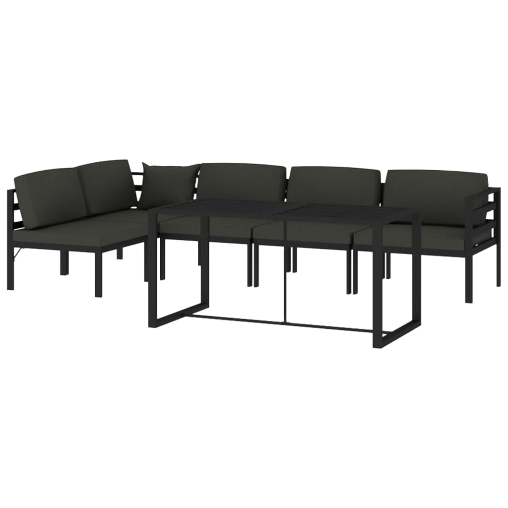 10-tlg. Garten-Lounge-Set mit Kissen Aluminium Anthrazit