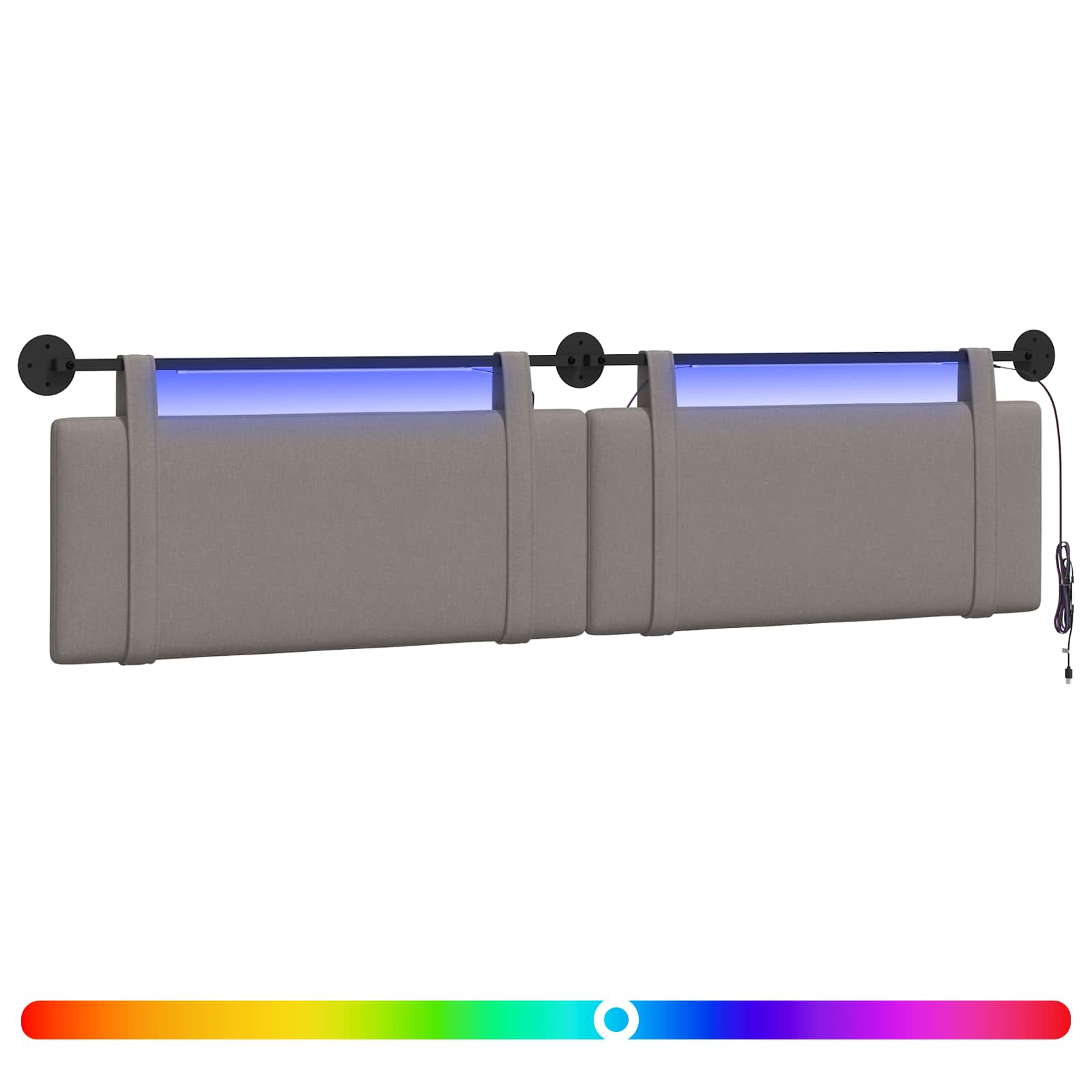 Hängendes Kopfteil Mit LED Licht Wolkengrau Stoff