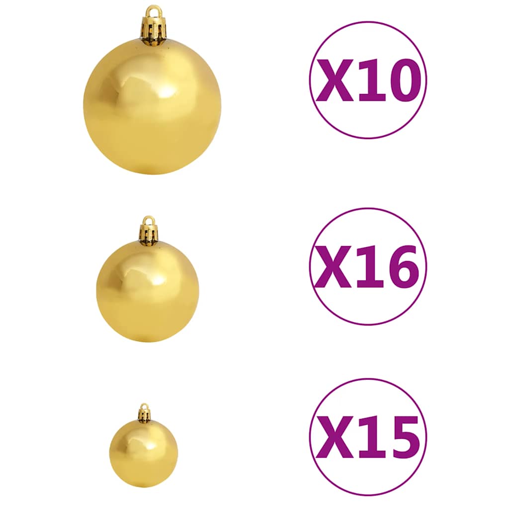 Künstlicher Weihnachtsbaum mit Beleuchtung & Kugeln Weiß 120 cm