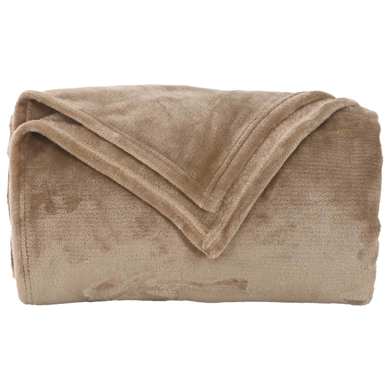 Überwurfdecke Beige 130 x 150 cm Fleece