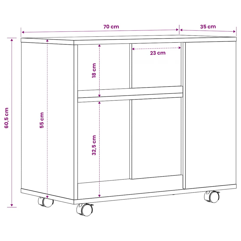 Beistelltisch Weiß 70x35x55 cm Holzwerkstoff
