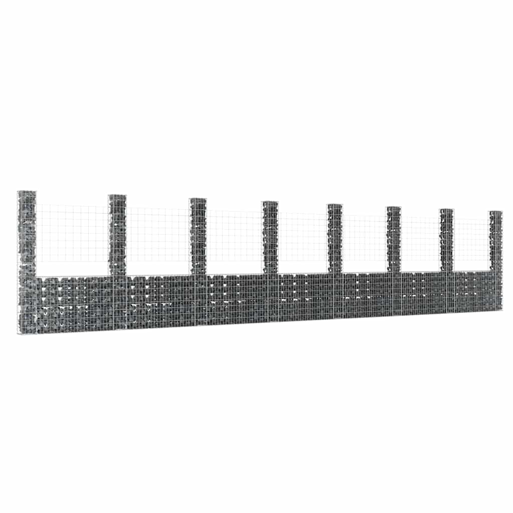 Gabionenkorb U-Form mit 2 Säulen Eisen 140x20x150 cm