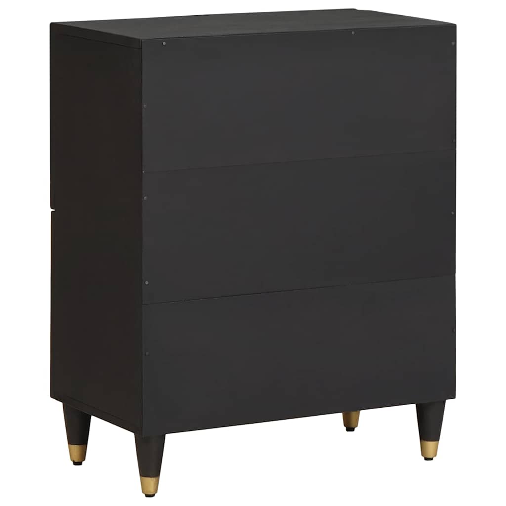 Sideboard Grau und Gold 60 x 33 x 75 cm Massivholz Mango