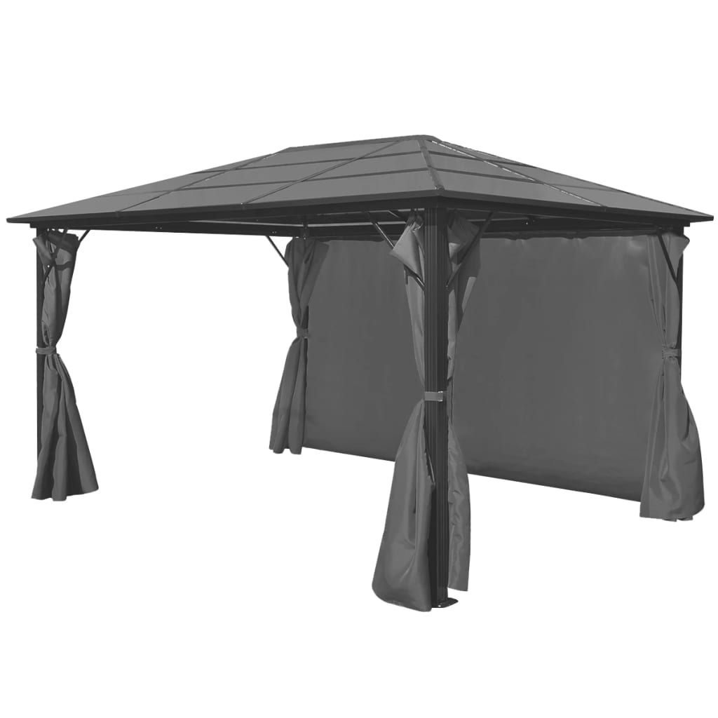 Pavillon mit Vorhängen Anthrazit Aluminium 300 x 300 cm