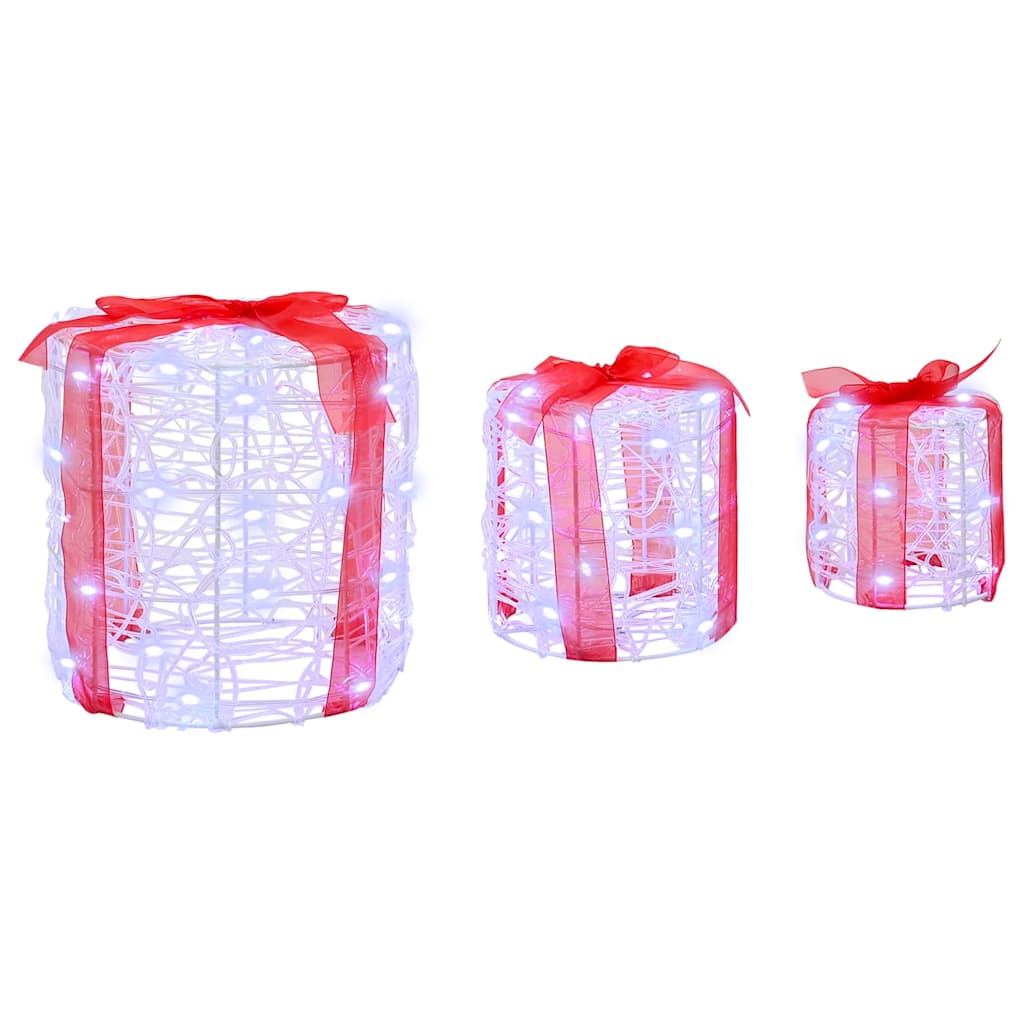 Geschenkbox Dekoration 3 pcs Warmweiß 20 x 20 x 21 cm Acryl