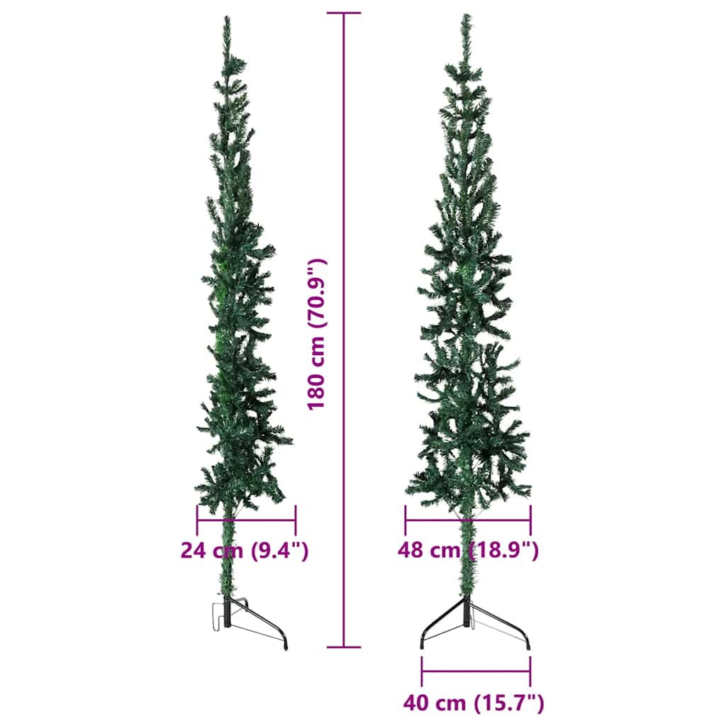 Künstlicher Halb-Weihnachtsbaum mit Ständer Schlank Weiß 180 cm