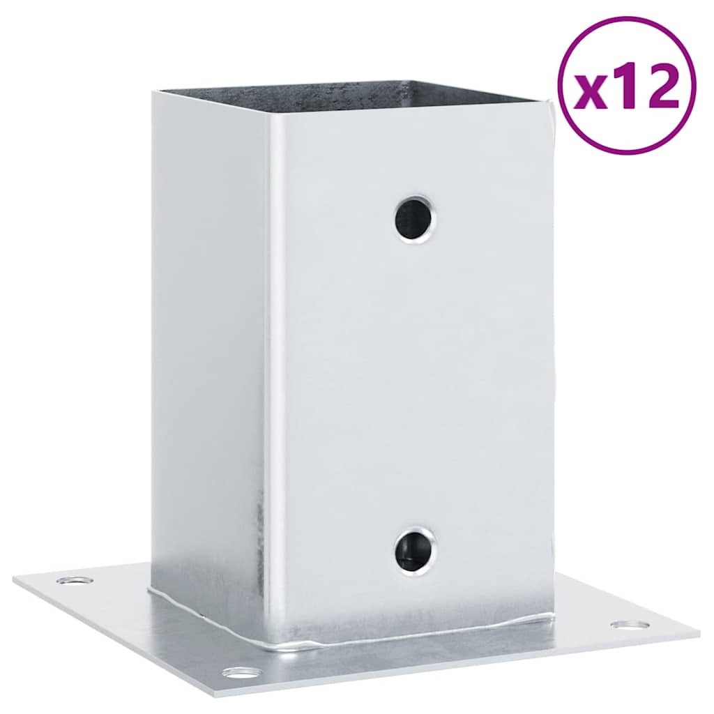 Pfostenträger Quadratisch 4Stk. Silber 46x46mm Verzinkter Stahl