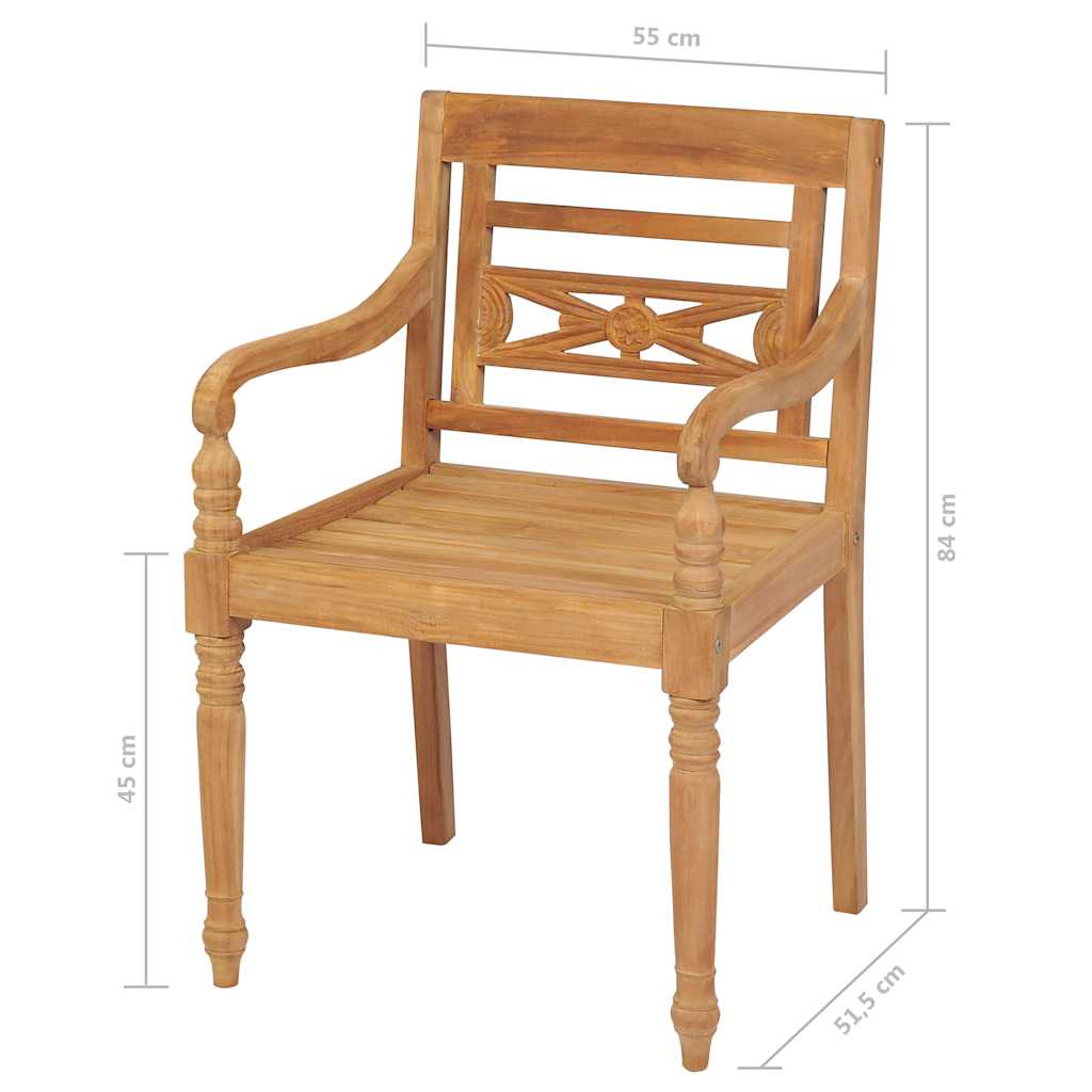 Batavia-Stühle 2 Stk. mit Polstern Massivholz Teak
