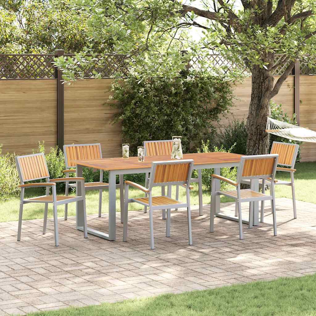 Garten Essgruppe 5 pcs Grau Massivholz Akazie