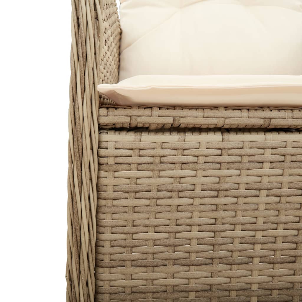 Gartensessel Verstellbar mit Kissen Schwarz Poly Rattan