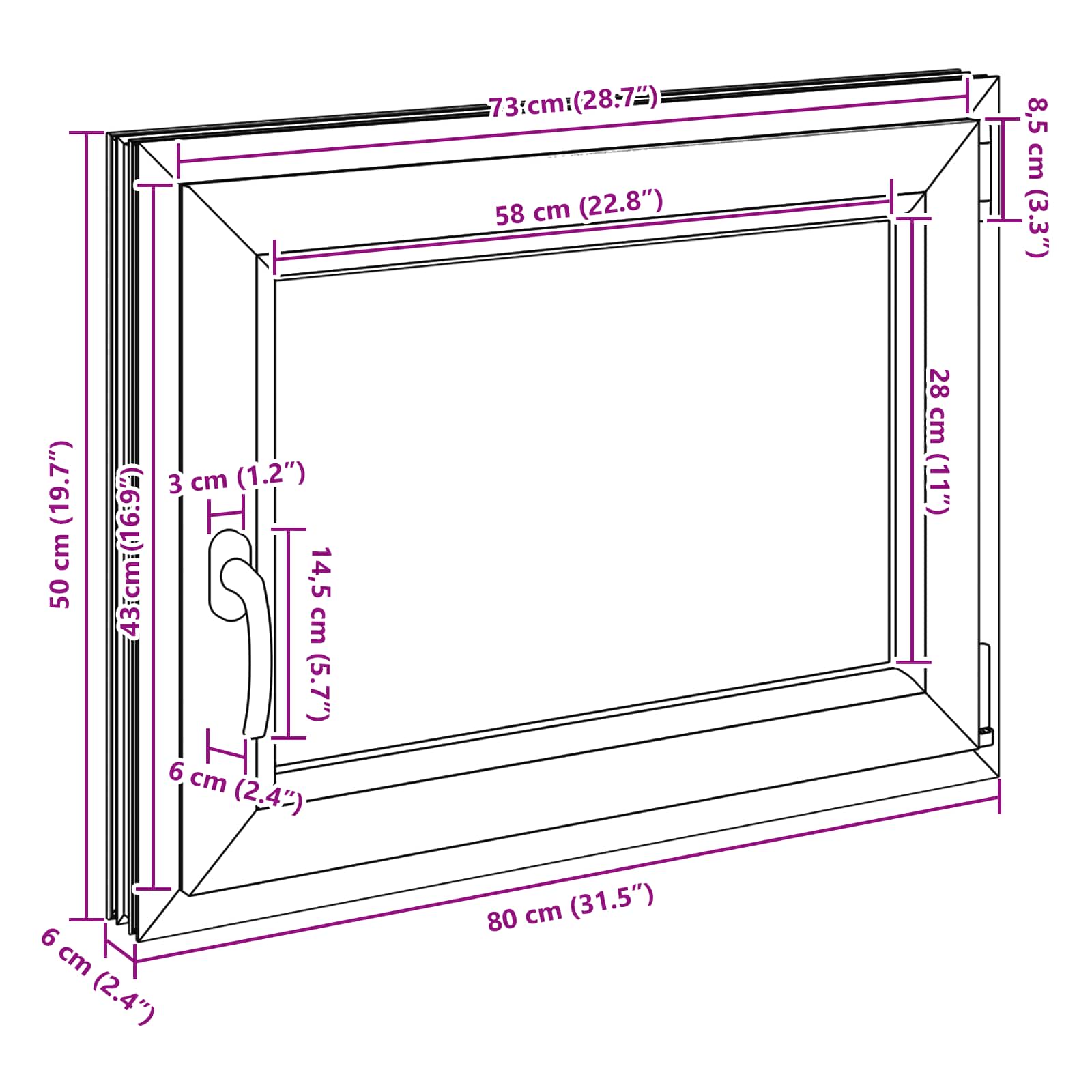 Kellerfenster RISOR 50 x 50 cm PVC und Glas Weiß