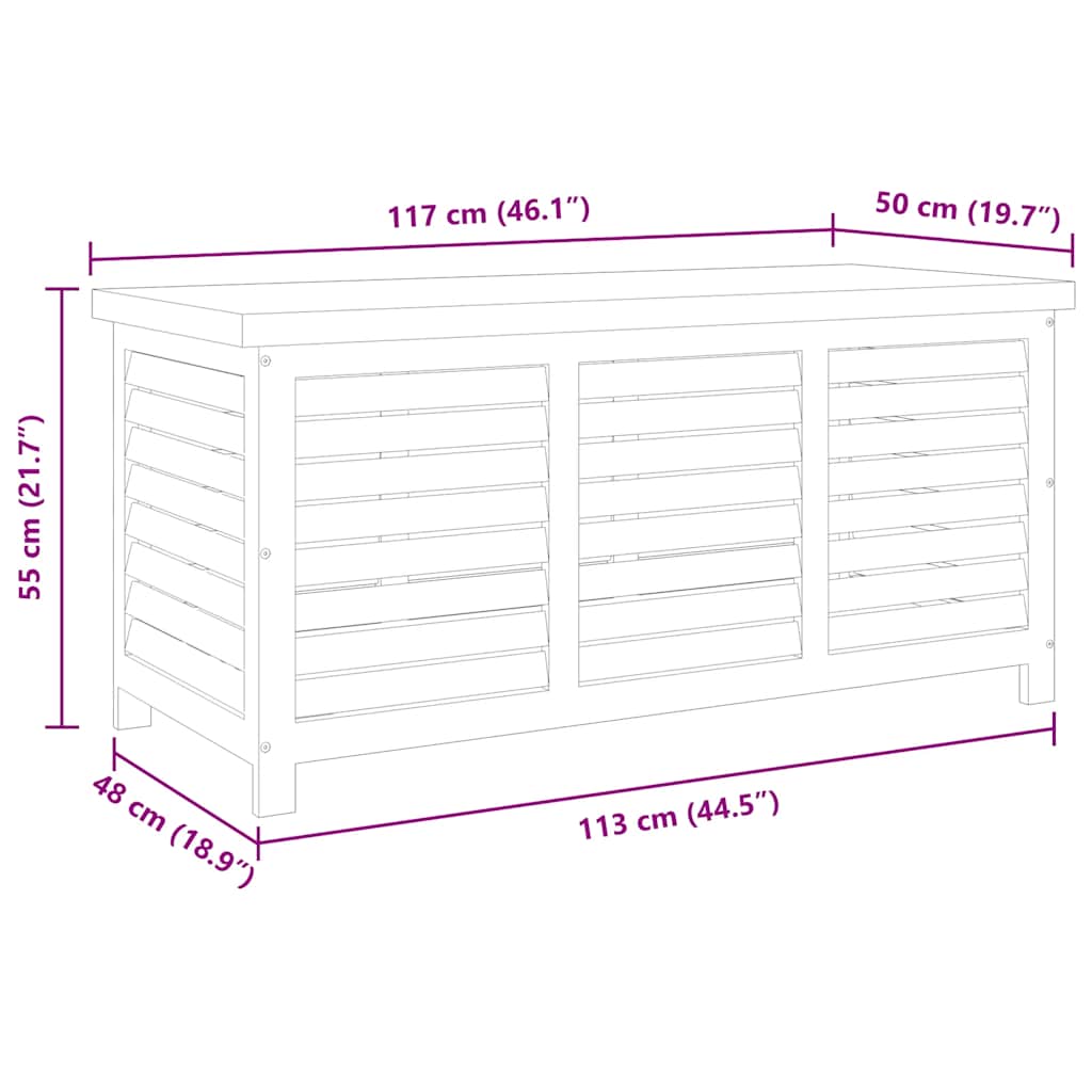 Gartenbox 60x50x55 cm Massivholz Eukalyptus