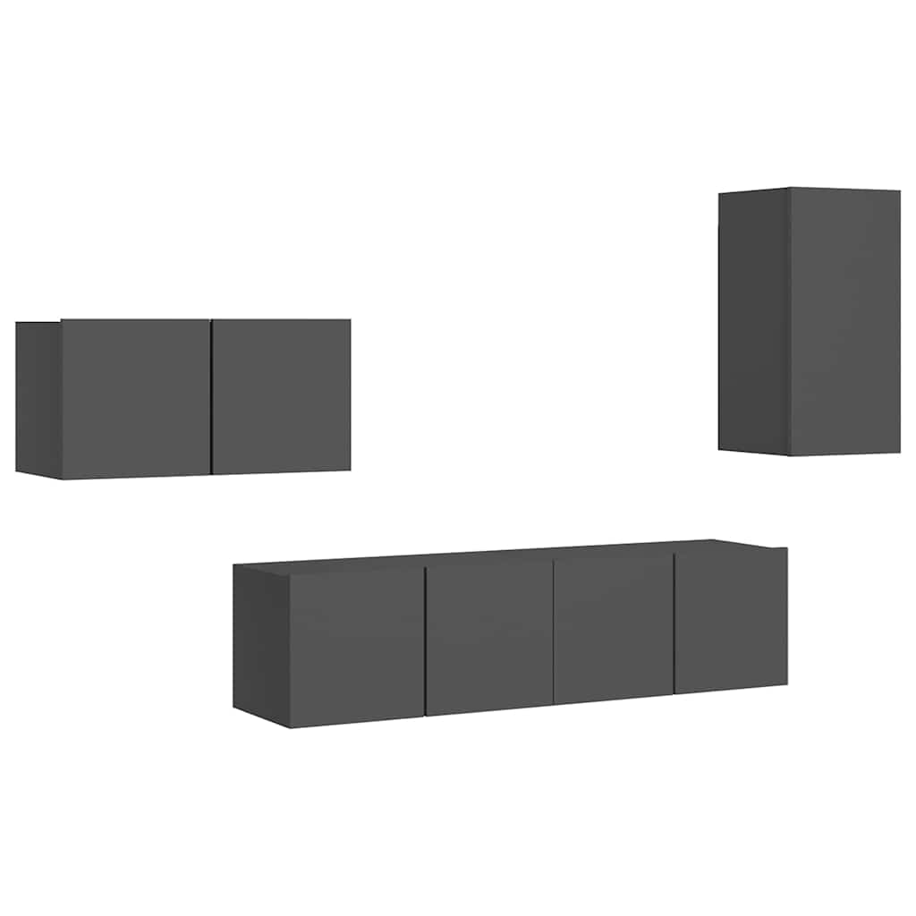 4-tlg. TV-Schrank-Set Weiß Holzwerkstoff