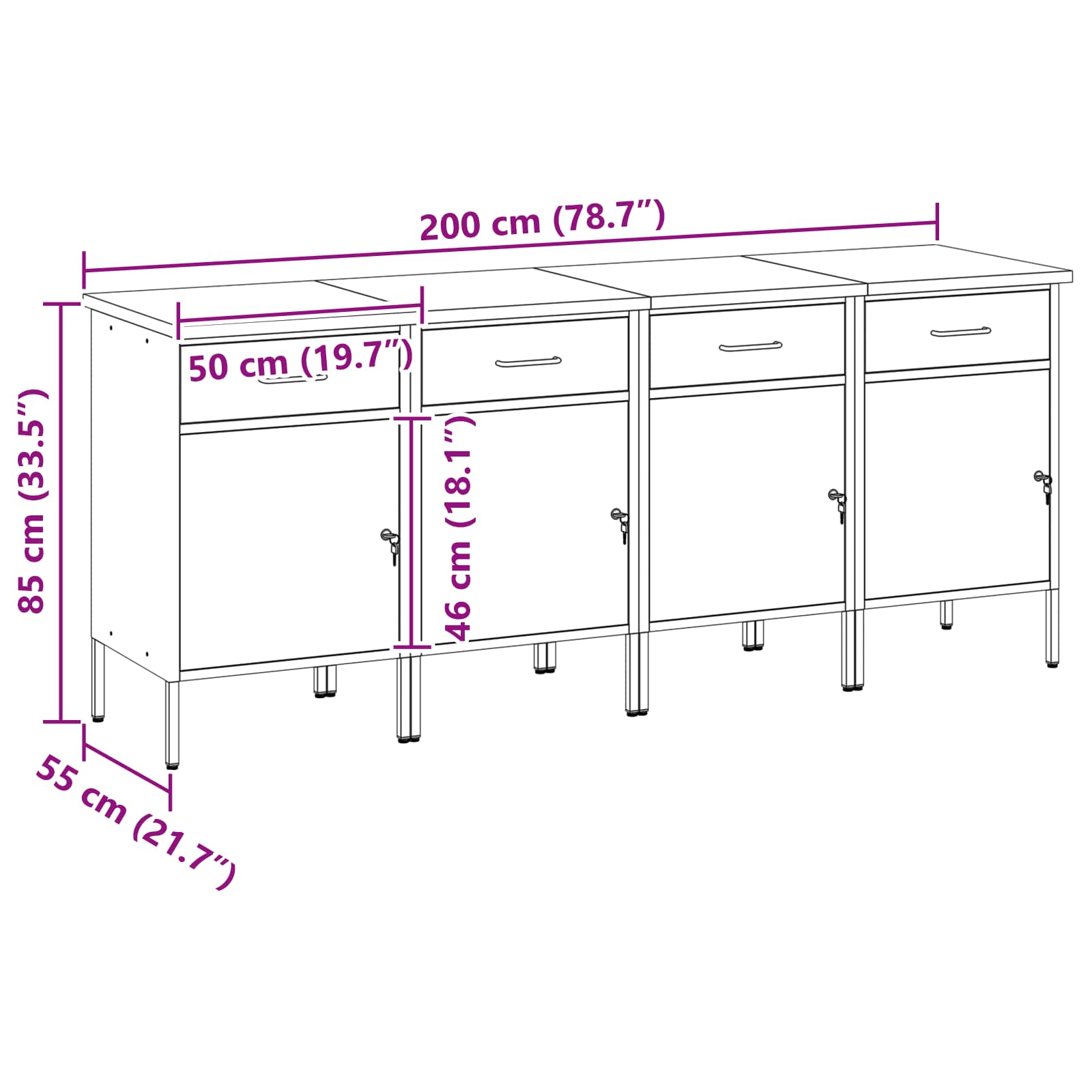 Werkbank mit Schubladen 2 pcs Rot und Grau 100 x 55 x 85 cm