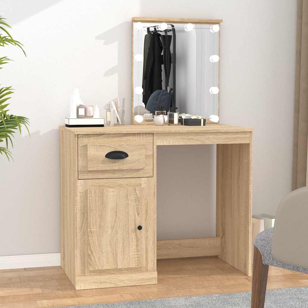 Schminktisch mit Spiegel Weiß 90x50x132,5 cm Holzwerkstoff