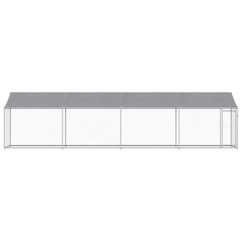 Hundezwinger mit Dach und Tür Grau 2x2x2 m Verzinkter Stahl