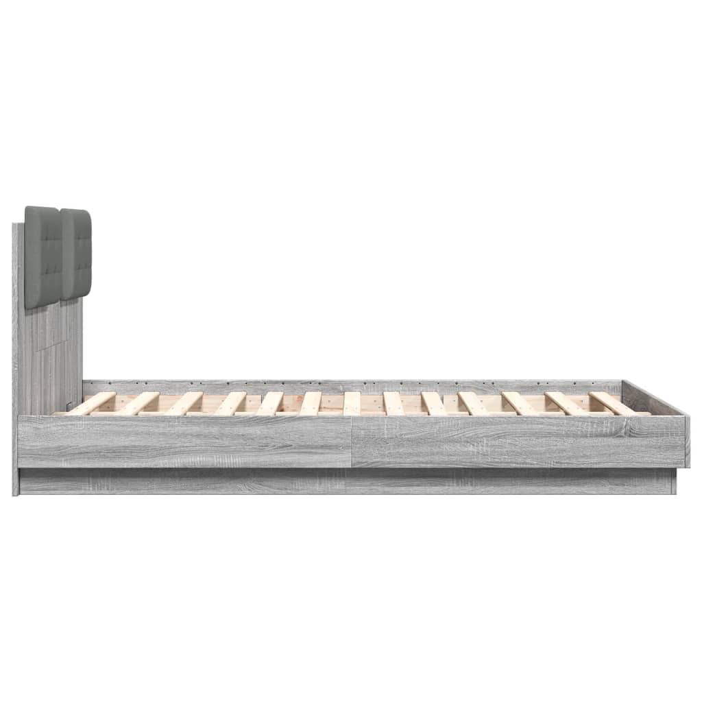 Bettgestell mit Kopfteil Grau Sonoma 180x200 cm Holzwerkstoff