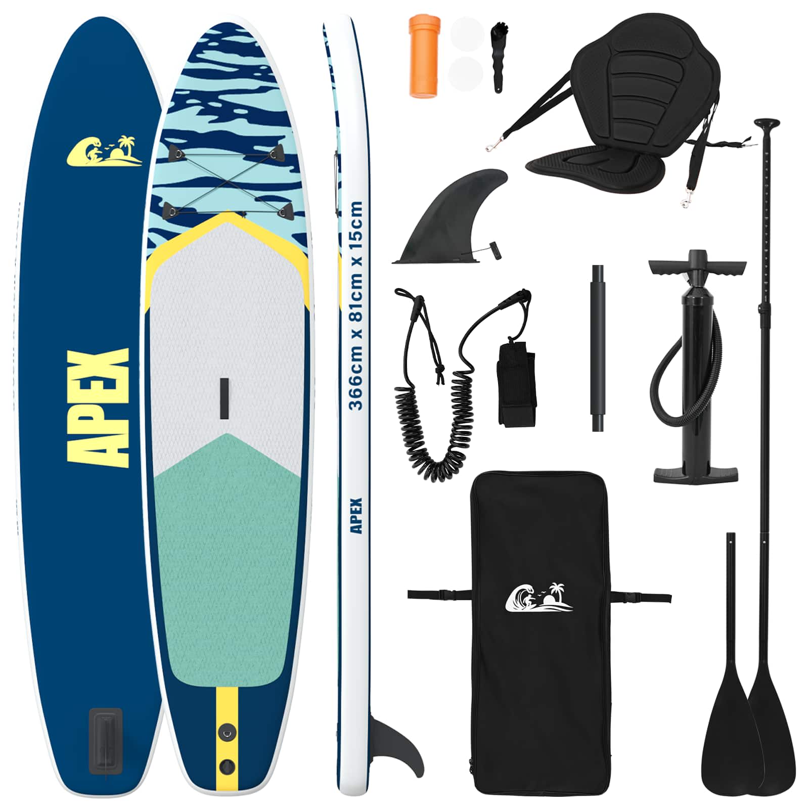 SUP Board mit Sitz 2-in-1 POSEIDON 305 x 76 x 15 cm Grün für