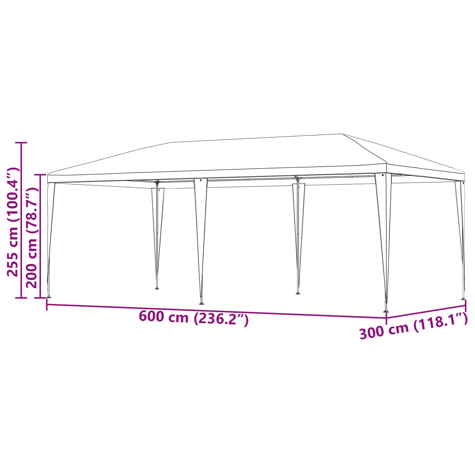 Partyzelt 400 x 300 x 255 cm Rot PE und Stahl