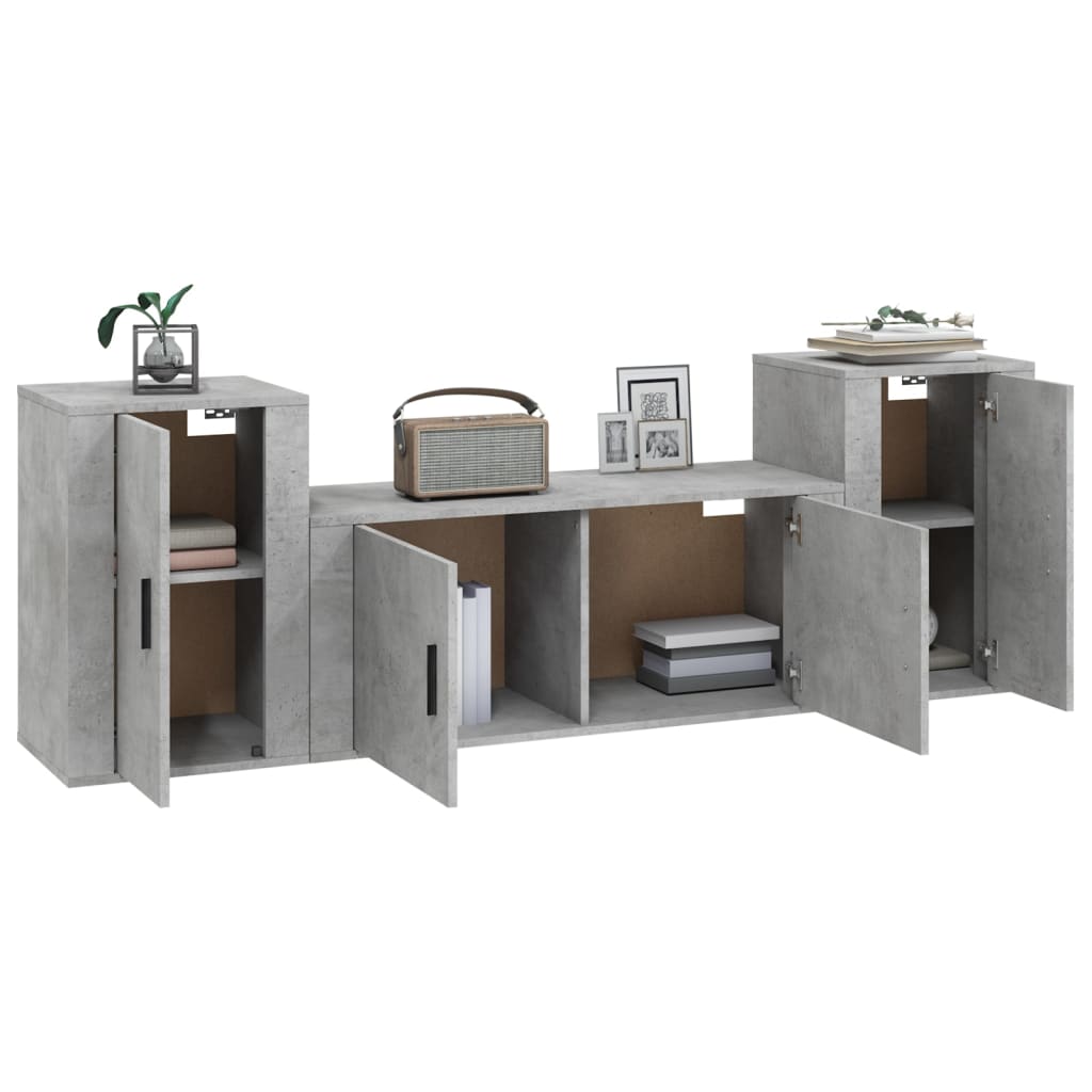 3-tlg. TV-Schrank-Set Weiß Holzwerkstoff