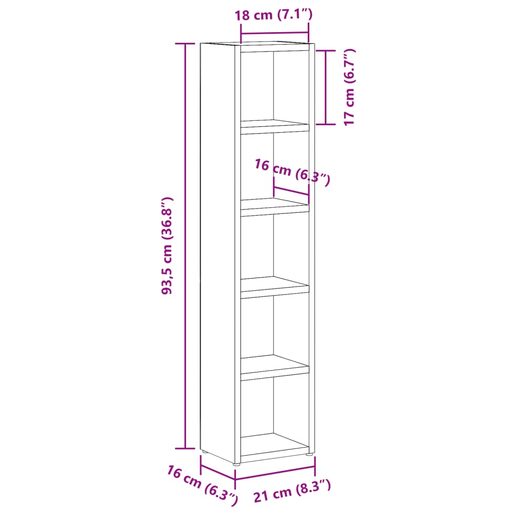CD-Regale 2 Stk. Weiß 21x16x93,5 cm Holzwerkstoff