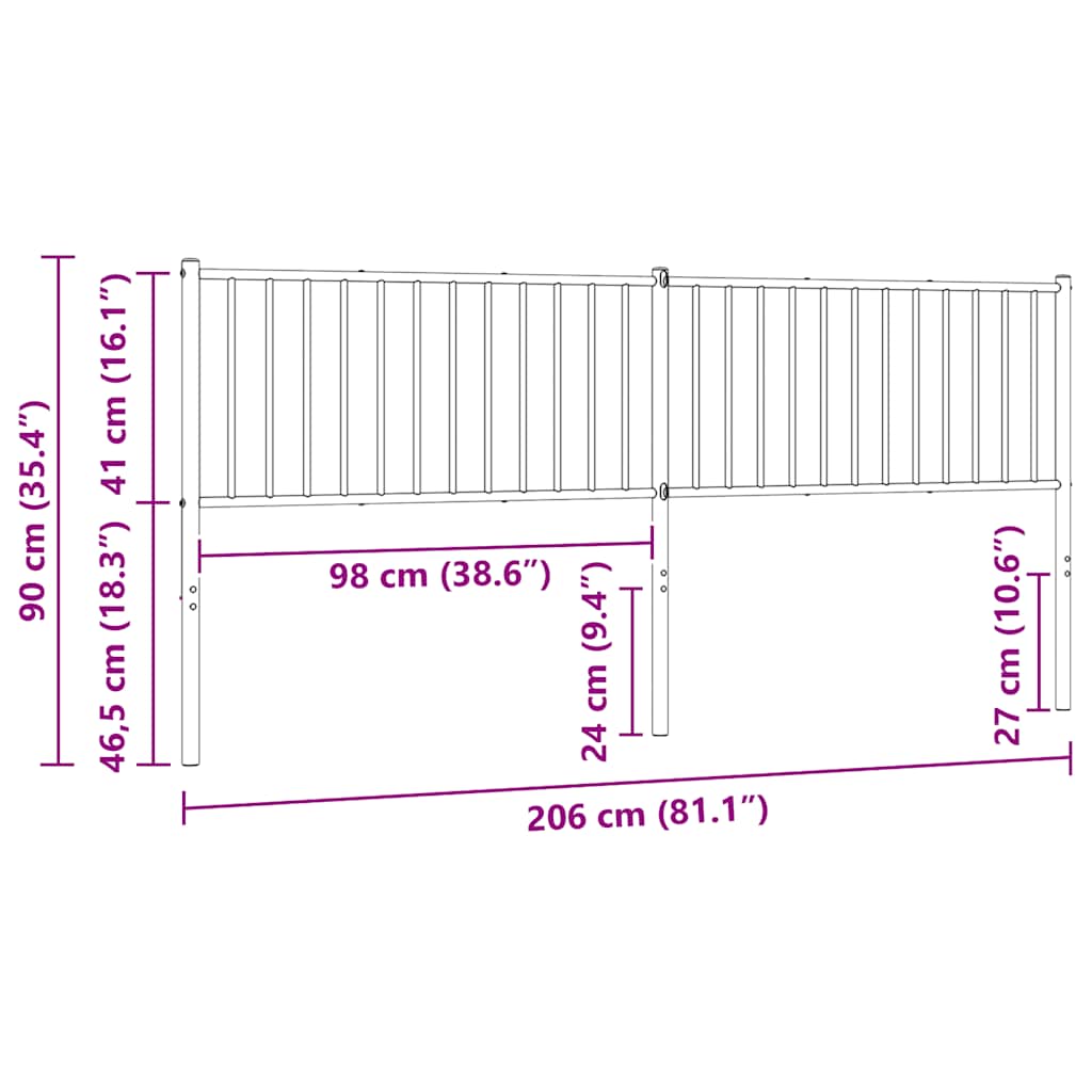 Ersatz-Kopfteil Metall Schwarz 75 cm