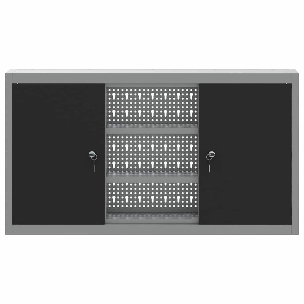 Werkzeugschrank mit Regal Schwarz und Grau 55 x 55 x 55 cm