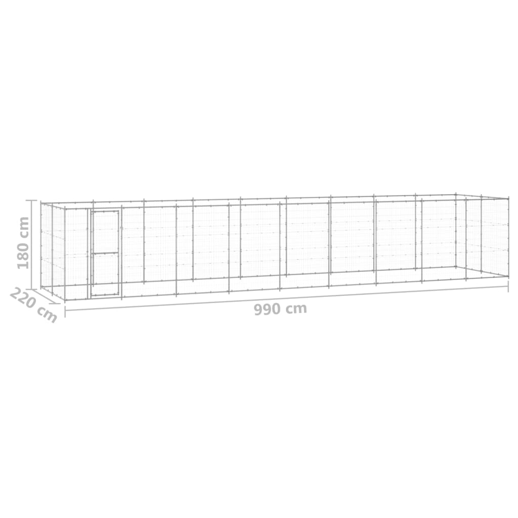 Outdoor-Hundezwinger mit Überdachung Stahl 7,26 m²