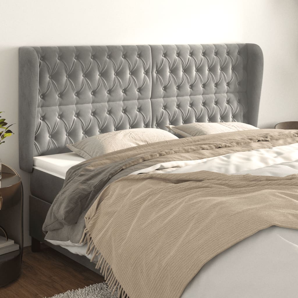 Kopfteil mit Ohren Dunkelblau 93x23x78/88 cm Samt