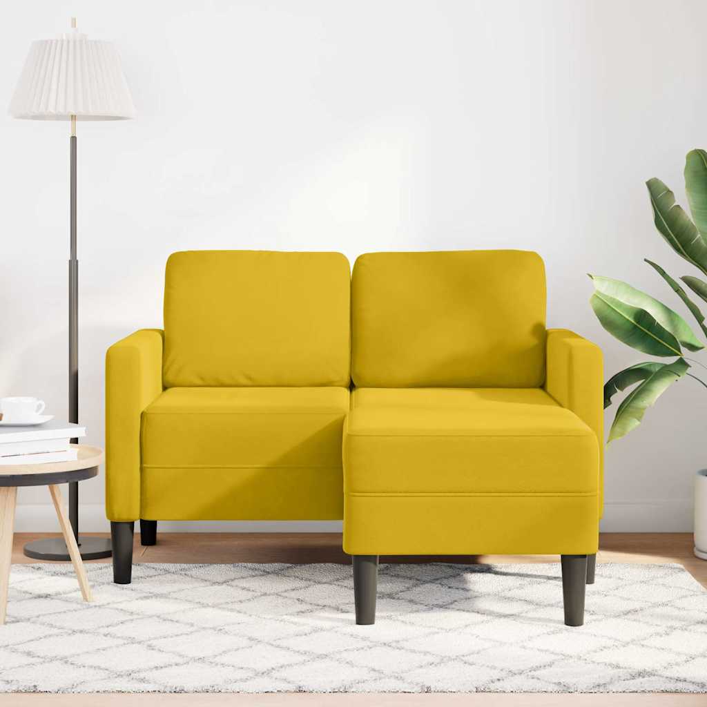2-Sitzer-Sofa mit Chaiselongue L-Form Blau 125 cm Samt