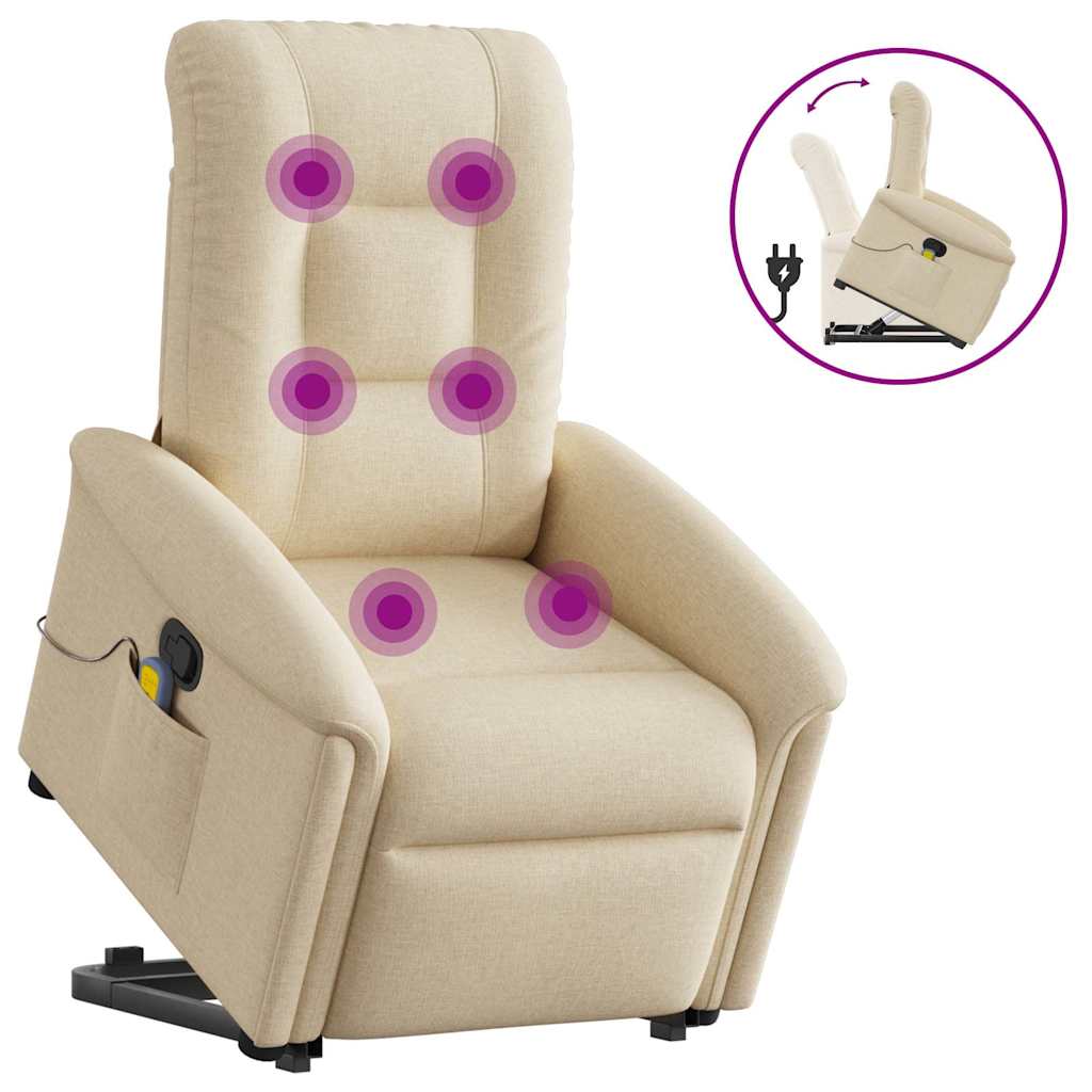 Massagesessel mit Aufstehhilfe Hellgrau Stoff