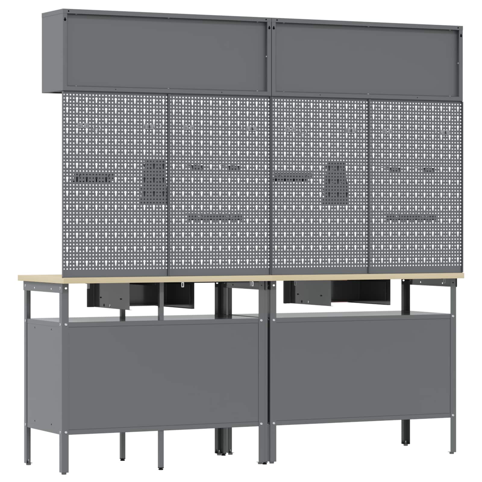 Werkbank-Set mit Schubladen 2 pcs Rot und Grau 200 x 55 x 85 cm