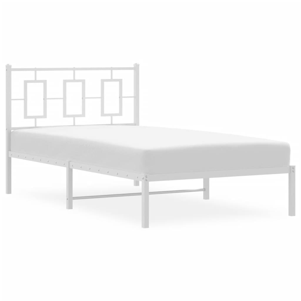 Bettgestell mit Kopf- und Fußteil Metall Weiß 180x200 cm