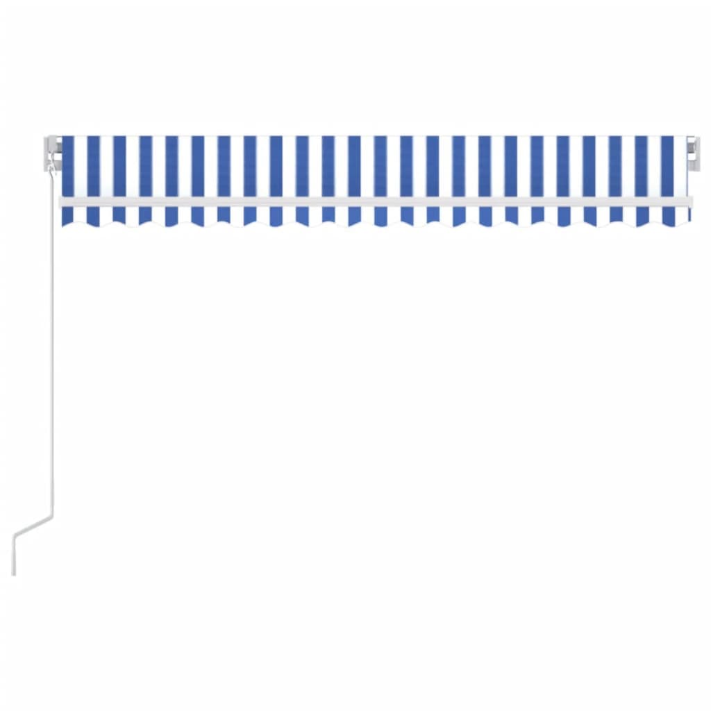 Markise Manuell Einziehbar mit LED 300x250 cm Blau und Weiß