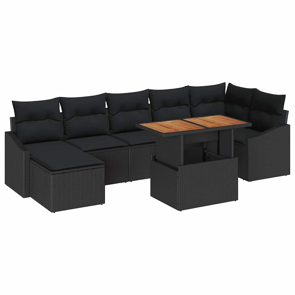 Garten Essgruppe mit Kissen 8 pcs Schwarz und Creme