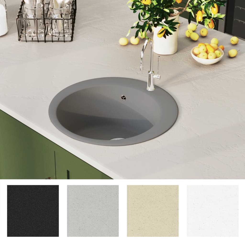 Granitspüle Einzelbecken Rund Schwarz