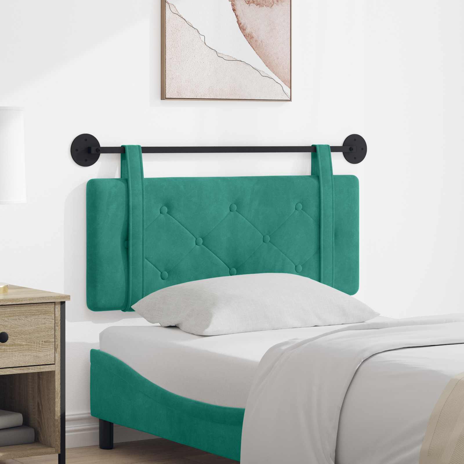 Hängendes Kopfteil Mit LED Licht Hellgrau Samt