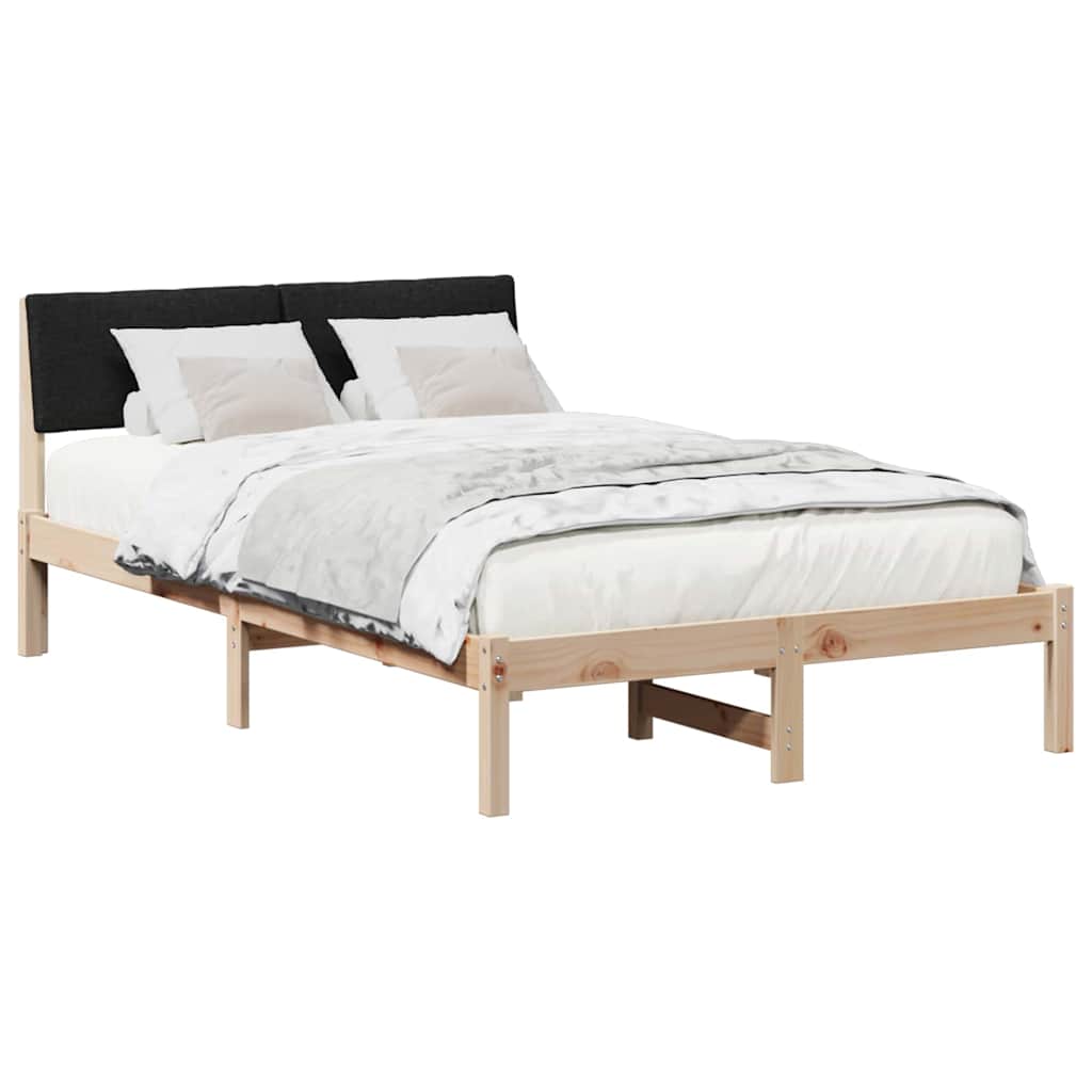 Bettgestell Braun und hellgrau 200 x 200 cm Massivholz Kiefer