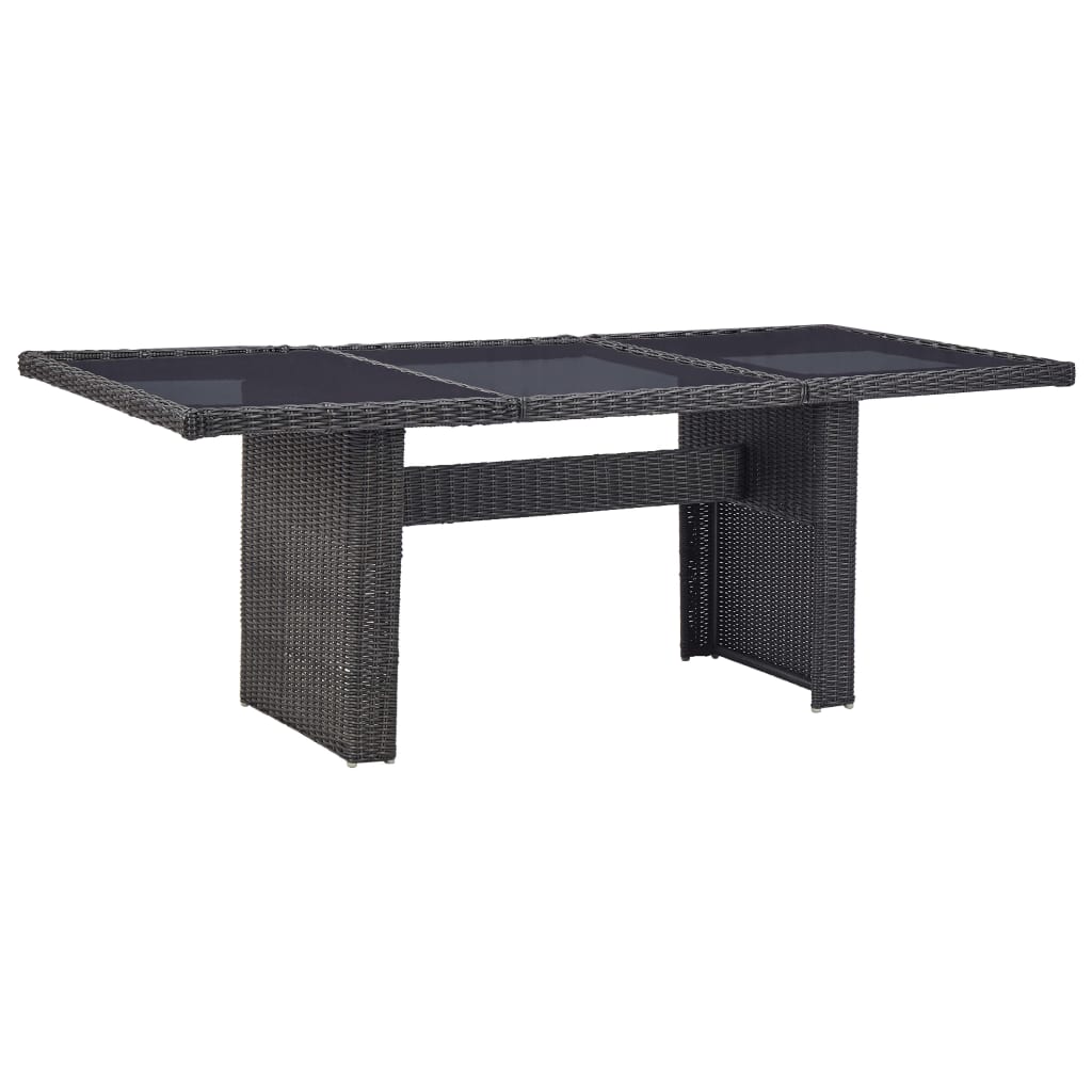 Garten-Esstisch Braun 200x100x74 cm Glas und Poly Rattan
