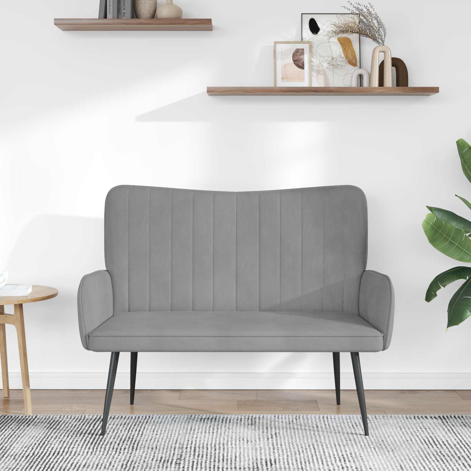 2-Sitzer Sofa Hellgrau 115 x 61 x 87 cm Samt (V)